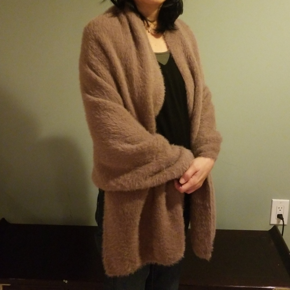 Brown off the shoulder cape/cardigan